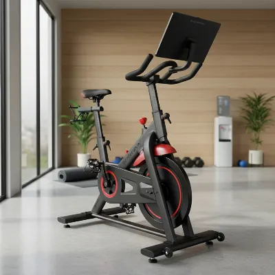 Schwinn IC4 Indoor Cycling Bike front view in a home gym.